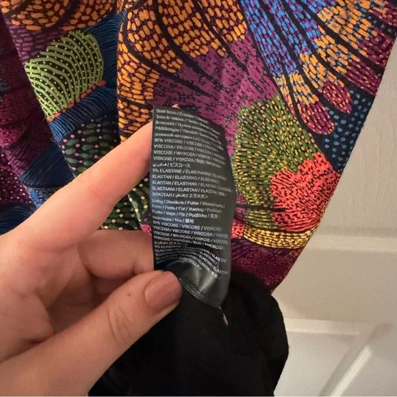 Farm Rio Dotted Macaws midi jersey dress size large floral bohemian sheath - Picture 7 of 11